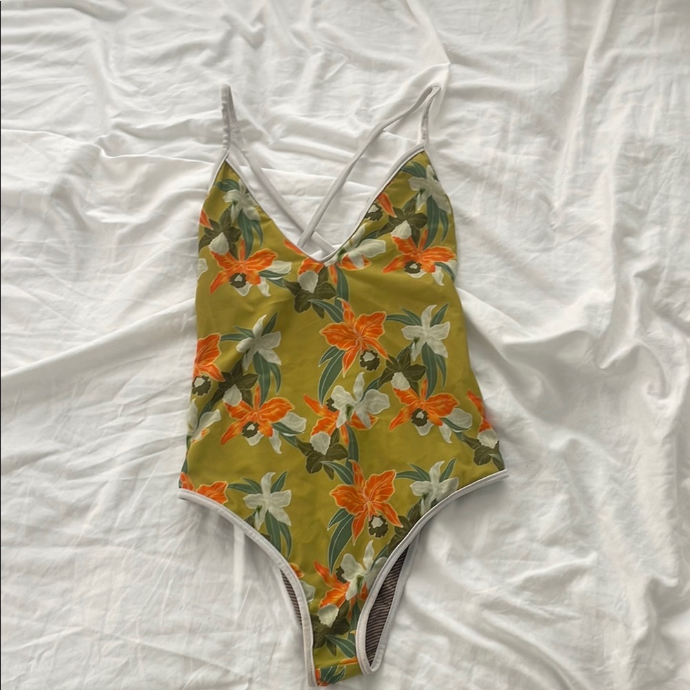 Floral V-Neck ACACIA SWIMWEAR (one of a kind)